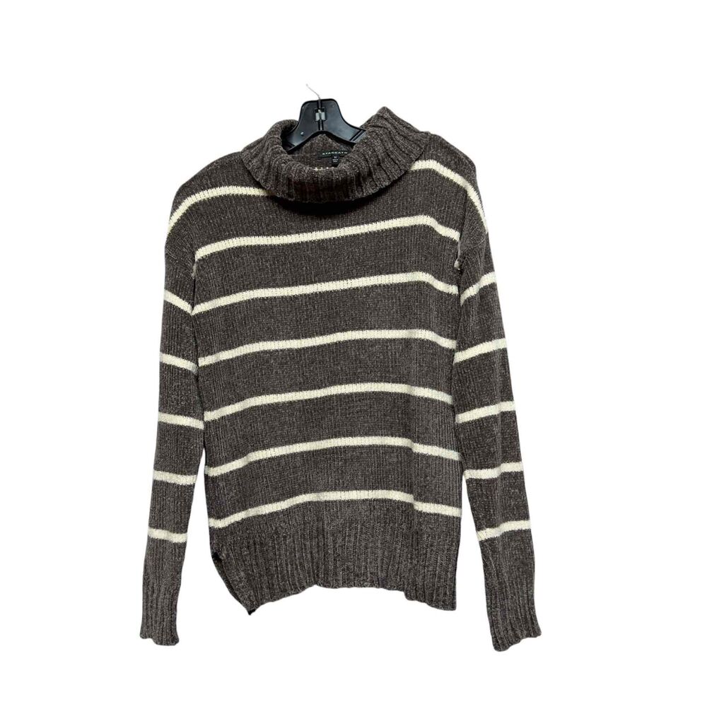 Staccato Womens Grey Striped Long Sleeve Turtleneck Cowl Neck Sweater Medium